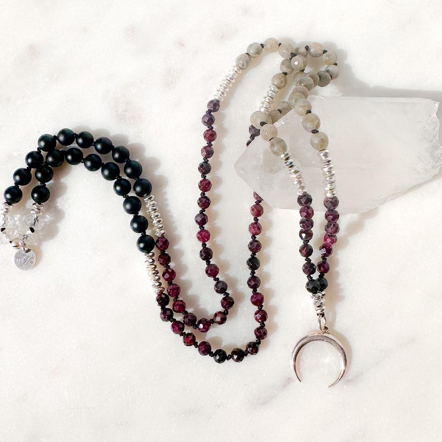 GUIDED BY SPIRIT Garnet & Labradorite Mala