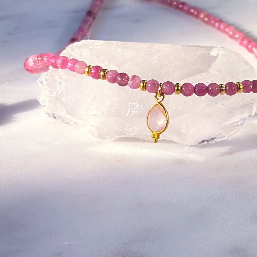 BLOOM IN LOVE Pink Tourmaline Chocker