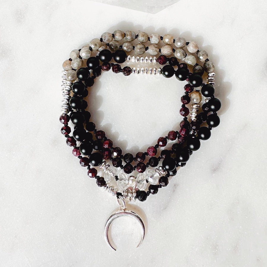 GUIDED BY SPIRIT Garnet & Labradorite Mala