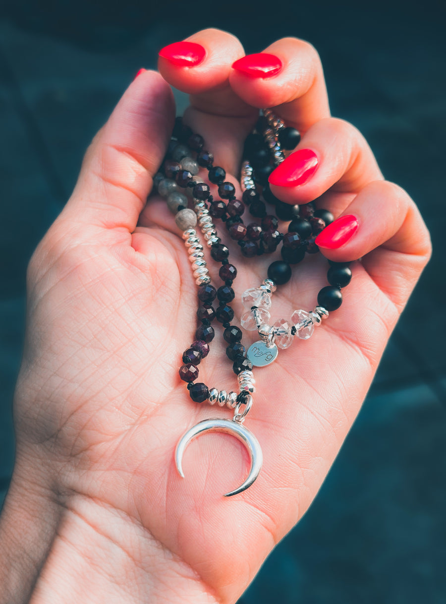 GUIDED BY SPIRIT Garnet & Labradorite Mala