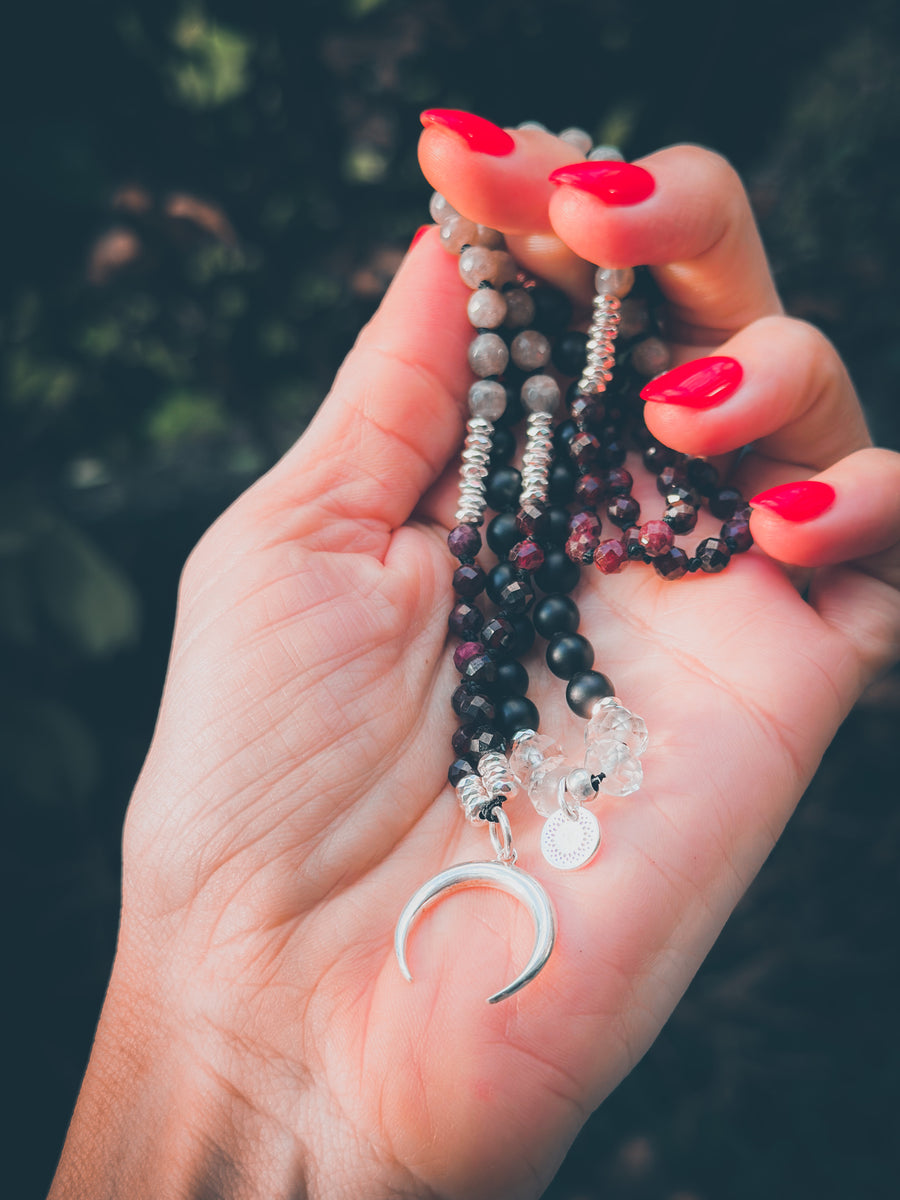 GUIDED BY SPIRIT Garnet & Labradorite Mala