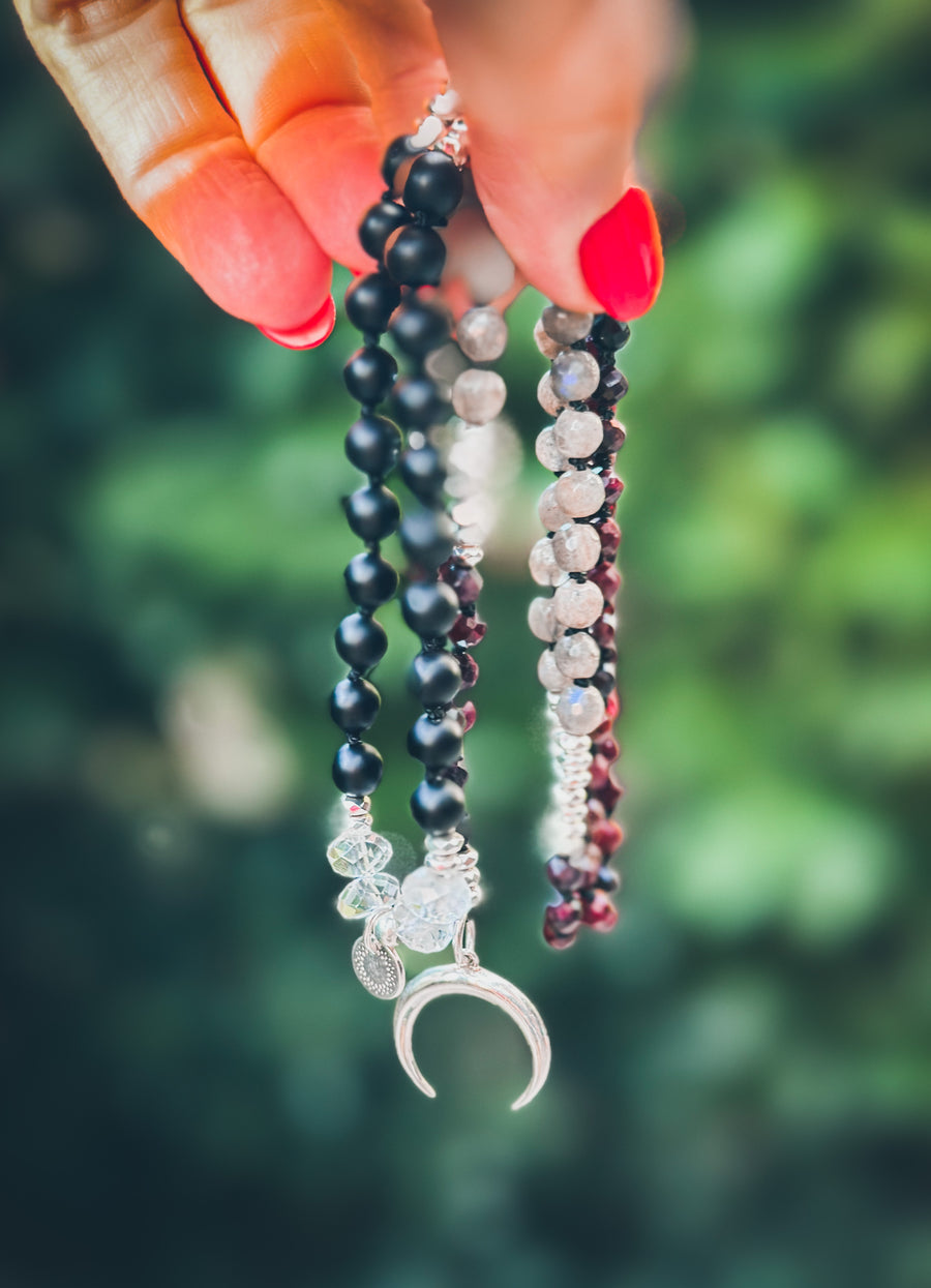 GUIDED BY SPIRIT Garnet & Labradorite Mala