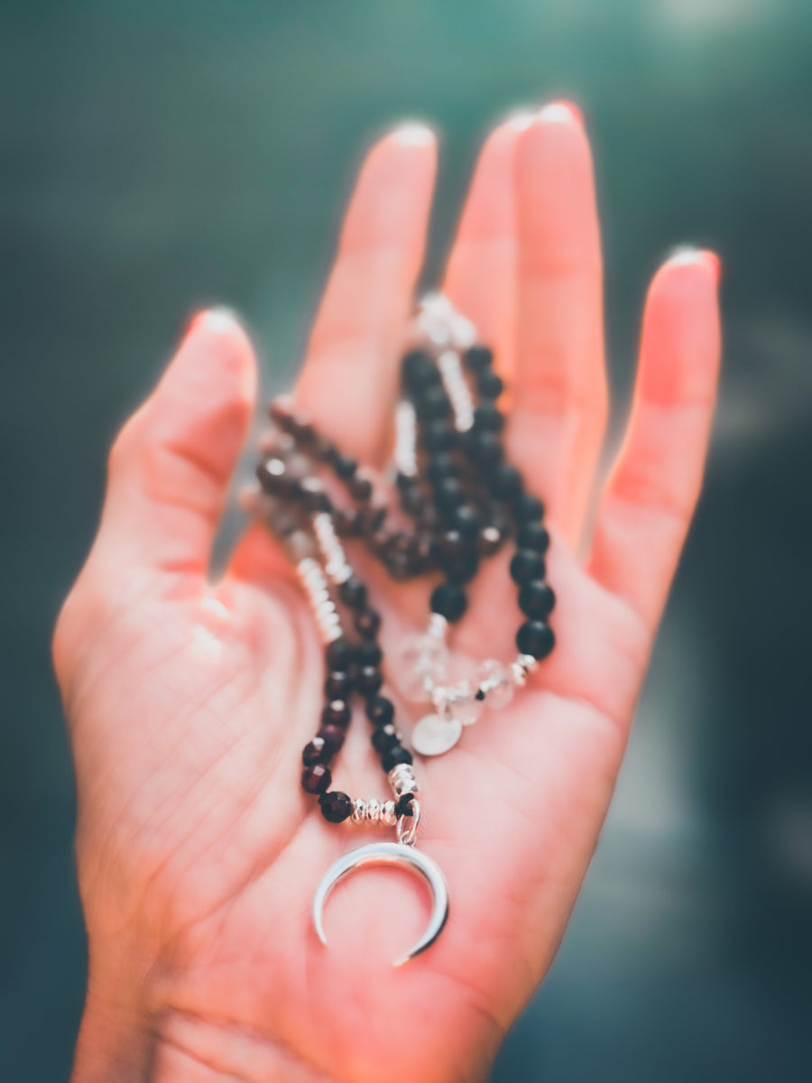 GUIDED BY SPIRIT Garnet & Labradorite Mala